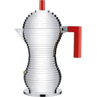 Besuchen Sie den Alessi-Store Alessi Pulcina MDL02/6 RFM Design Kaffeemaschine mit Magnetbode aus Aluminium und PA, 6 Tassen, rot