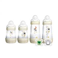 MAM Newborn Essentials Feed & Soothe Set (6-Piece), Easy Start Anti-Colic Baby Bottles, 0-2 Month Pacifier, Baby Shower Gifts, White