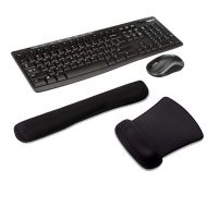 Logitech MK270 Wireless Keyboard and Mouse Bundle with Waverest Gel Wrist Pad and Gel Mouse Pad