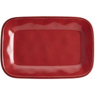 Rachael Ray Cucina Dinnerware 8-Inch x 12-Inch Stoneware Rectangular Platter, Cranberry Red -