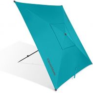 CleverMade QuadraBrella - Portable 5 Outdoor Beach Umbrella For Sun Shade and Wind Protection - Includes Carry Bag, Pivot Hammer and Ground Stakes, Grey