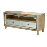 Heather Ann Creations The Avery Collection Modern Style Wooden Mirrored 2 Drawer Living Room TV Stand, White Wash