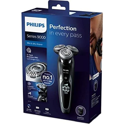 필립스 Philips Series 9000 Electric Wet and Dry Shaver S9721/41, Thorough & Gentle Shave, Ideal for 3 Day Beard, 60 Minutes Running Time, Incl. Beard Styler