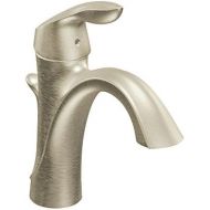 Moen 6400BN Eva One-Handle Single Hole Bathroom Sink Faucet with Optional Deckplate and Drain Assembly, Brushed Nickel