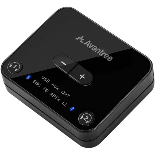  [아마존베스트]Avantree Audikast Plus Bluetooth 5.0 Transmitter for TV PC with Volume Control, aptX Low Latency Wireless Audio Adapter for 2 Headphones (Optical, Aux, RCA, USB) 100ft Long Range (