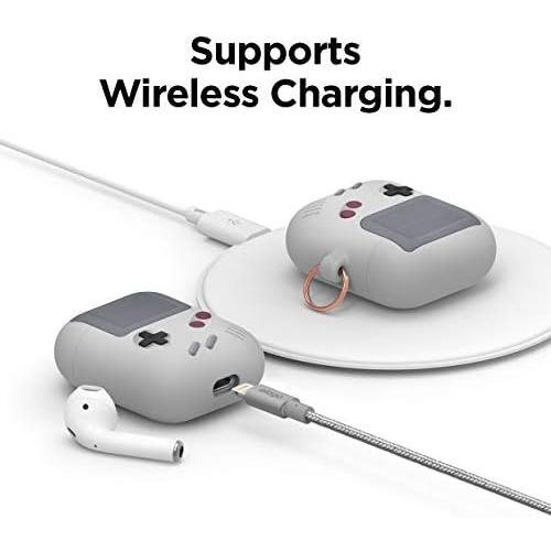  [아마존베스트]elago AW5 Silicone AirPods Case, Compatible with Apple AirPods Charging Case 2 and 1, Classic Handheld Games Console Design with Key Fob, Supports Wireless Charging