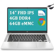 HP Chromebook 14 Laptop Computer I 14 FHD IPS Anti-Glare I Intel Celeron N4000 I 4GB DDR4 64GB eMMC I USB-C Webcam B&O Play Intel UHD Graphics 600 Chrome OS + USB Extension