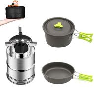Rcsinway Outdoor Camping Stove Outdoor Products Camping Camping Portable Folding Set Pot Wood Stove Combination Set (Color : Green)