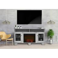 MilanHome Duckworth TV Stand for TVs up to 65 with Electric Fireplace Included, Interior Shelf Material: Wood, Cabinets Included: Yes