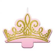 Amscan Disney Princess Pink and Glitter Gold Birthday Candle, 2.5 x 3.5