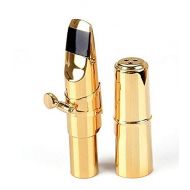 Aibay Plated Eb Alto Saxophone Metal Mouthpiece + Cap + Ligature Gold #6