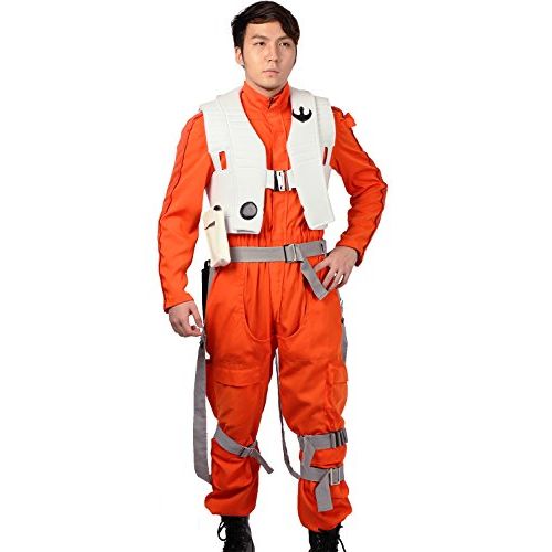  할로윈 용품Xcoser Poe Dameron Costume Deluxe Orange Jumpsuit Suit Halloween Cosplay Outfit
