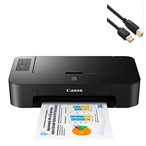 캐논 Canon PIXMA TS Series Inkjet Printer - Print Only for Home Business Office Bundle, Up to 4800x1200dpi Color Resolution - 7.7ipm Print Speed, Black - BROAG 4 Feet USB Printer Cable