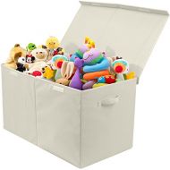 Sorbus Toy Chest with Flip-Top Lid, Kids Collapsible Storage for Nursery, Playroom, Closet, Home Organization, Large (Beige)