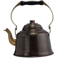 DEMMEX Heavy Gauge 1mm Thick Hammered Copper Tea Pot Kettle Stovetop Teapot (Antiqued Copper)
