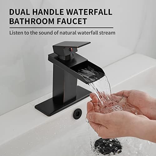  BWE Oil Rubbed Bronze Waterfall Bathroom Faucet Single Handle One Hole Deck Mount Lavatory