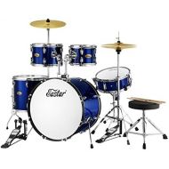 [아마존베스트]Eastar 22 inch Drum Set Kit Full Size for Adult Junior Teen 5 Piece with Cymbals Stands Stool and Sticks, Metallic Blue