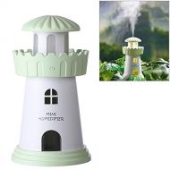 Naozbuyrig 2.5W Lighthouse Portable USB Mute Mini Air Humidifier Nebulizer with LED Night Light for Office, Home Bedroom, Car, Capacity: 150ml, DC 5V (Color : Green)