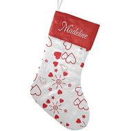 NZOOHY Love Hearts Christmas Stocking Custom Sock, Fireplace Hanging Stockings with Name Family Holiday Party Decor