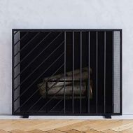 FOLDING Fireplace Screen Spark Fire Guard Surround Screen Wide Metal Mesh Safety Fire Place Guard for Wood and Coal Firing, Stoves, Grills 96 x 76 x 20 cm/38×30×8 Black Ensures Lon