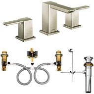 Moen TS6720BN-9000 90 Degree Two-Handle Widespread Bathroom Faucet with Valve, Brushed Nickel