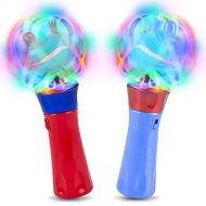 ArtCreativity Easter Gifts for Kids, Red & Blue Light Up Orbiter Spinning Wands, Sensory Toys for Toddlers, Set of 2, 7 LED Spin Toy for Kids, Autistic Children, Boys, Girls, Birth