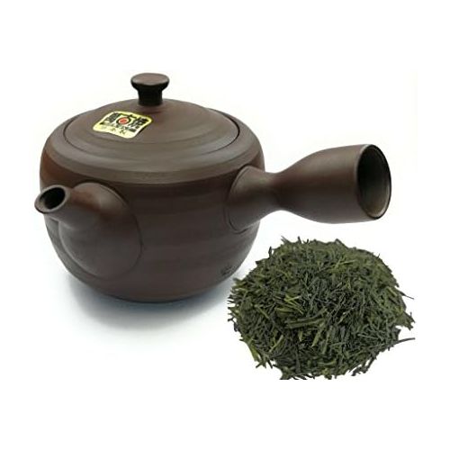  TeaClub Kyusu Japanische Teekanne aus Keramik Braun, Integriertes Teesieb, Einhand-Teekanne fuer Gruentee Zubereitung