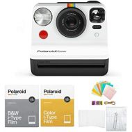 Polaroid Originals Now Viewfinder i-Type Instant Camera (Black & White) Bundle w/Color & B&W Instant Film & Polaroid Accessory Kit (4 Items)