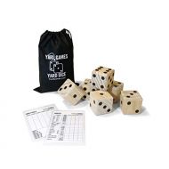 Yard Games Large 2.5 Wooden Yard Dice with Laminated Yardzee and Yard Farkle Includes 6 Dice with Durable Carrying Case