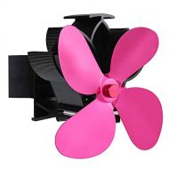 DXDUI Fireplace Fan Wall Mounted Type 4 Blade Log Quiet Stove Fan Fuel Heat Saving Distribution, for Small Space on Log Wood Burner/Stove,Pink
