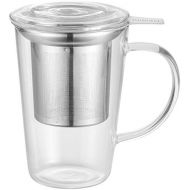 [아마존베스트]Enindel 3020.01 Glass Tea Mug with Infuser and Lid, Tea Cup, Clear, 14 OZ, GM001