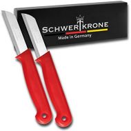 [아마존베스트]Schwertkrone Solingen Paring Knife Set - 2 Fruit Knives Vegetable Knives Florist Knife Band Steel Rustproof Red 2 Pieces