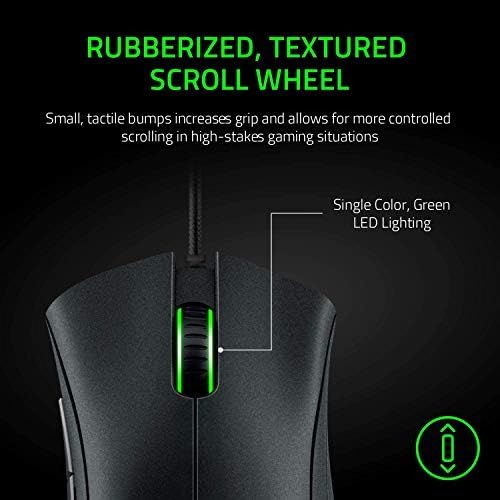 레이저 Razer DeathAdder Essential Gaming Mouse: 6400 DPI Optical Sensor - 5 Programmable Buttons - Mechanical Switches - Rubber Side Grips - Classic Black