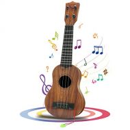 [아마존베스트]QDH Kids Toy Ukulele, Kids Guitar Musical Toy,15 Inch 4 Strings, with Pick, Kids Play Early Educational Learning Musical Instrument Gift for Preschool Children, Ages 2-5(Wooden Col