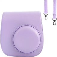 Case Compatible with Fujifilm Instax Mini 11/9 / 8/8+ Instant Film Camera Purple. Vintage Compact Protective Bag. with Adjustable Shoulder Strap&Pocket by SAIKA (Purple)
