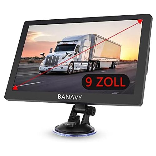  Banavy GPS Navigation for Car, 9 Inch Navigation Device for Trucks, Cars, Free Map Update, EU & North America Sat Nav with POI Flash Warning, Voice Guide Driving Lane