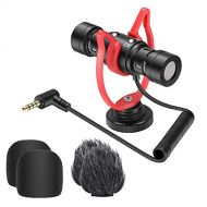 Neewer Universal Video Microphone, External Dual-head Camera Microphone Vlog Mic with Shock Mount, Furry Windscreen Compatible with iPhone Android Smartphones, Canon Nikon DSLRs Ca