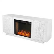 SEI Furniture Delgrave Alexa Smart Electric Fireplace, White Finish