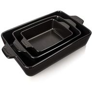 [아마존베스트]SWEEJAR Ceramic Bakeware Set, Rectangular Baking Dish Lasagna Pans for Cooking, Kitchen, Cake Dinner, Banquet and Daily Use, 11.8 x 7.8 x 2.75 Inches of Baking Pans (Black)