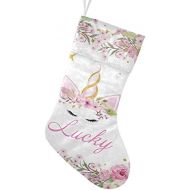 CUXWEOT Personalized Art Unicorn Christmas Stocking Customize Name Decor for Xmas Tree Fireplace Hanging Party 17.52 x 7.87 Inch