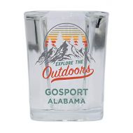 R and R Imports Gosport Alabama Explore the Outdoors Souvenir 2 Ounce Square Base Liquor Shot Glass