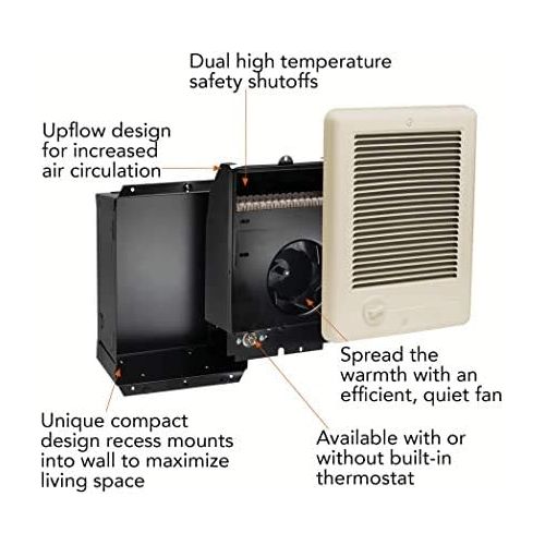  Cadet Com-Pak Electric Wall Heater Complete Unit With Thermostat (Model: CSC202TW, Part: 67507), 240/208 Volt, 2000/1500 Watt, White