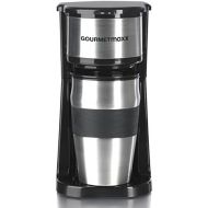 [아마존베스트]GOURMETmaxx Single Coffee Machine with Thermal Mug | Filter Coffee Machine Mini to Go Mug for Singles or for Two Cups | Stainless Steel [Approx. 400 ml / Black]