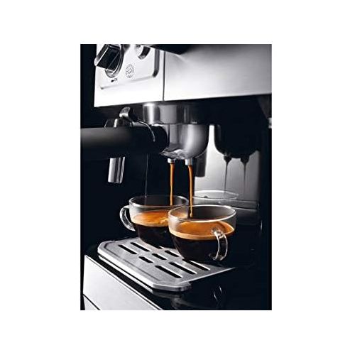 드롱기 De’Longhi DeLonghi BCO 421.S Combination Coffee Machine with Espresso Strainer and Filter Coffee Function Including Milk Frothing Nozzle, Glass Jug & Water Filter System, Stainless Steel/Bla