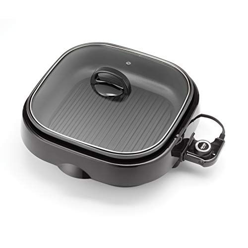  [아마존베스트]Aroma Housewares ASP-218B Grillet 4Qt. 3-in-1 Cool-Touch Electric Indoor Grill Portable, Dishwasher Safe, with Nonstick Pan & Tempered Glass Lid, Black