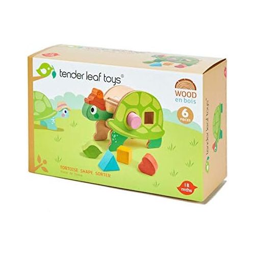  Tender Leaf Toys - Hungry Wooden Tortoise Shape Sorter Toy - Encourages Imaginative Play, Improves Recognition and Problem Solving Skills - 3 Years +