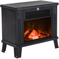 HOMCOM Electric Fireplace Electric Fireplace Stove Standing Fireplace with Flame Effect Electric Fire 600/1200 W Metal Black 34 x 17 x 31 cm