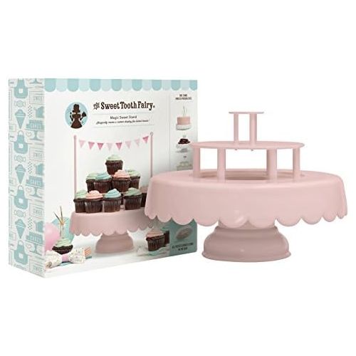  American Crafts 2-in-1 Decorative Cake and Cupcake Stand by Sweet Tooth Fairy | 2 or 3 Tier Cake Display Stand with Three Fun Sign Options | Stores Flat