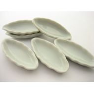 Wonder Miniature 6 Leaf Oblong White Plates Dish Dollhouse Miniatures Ceramic Kitchenware 12796