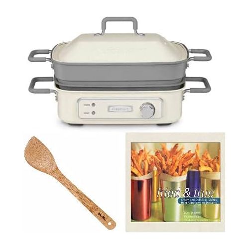  Cuisinart STACK5 Multi-Functional Grill with 15-Inch Bamboo Stir Fry Spatula and Cookbook Bundle (3 Items)